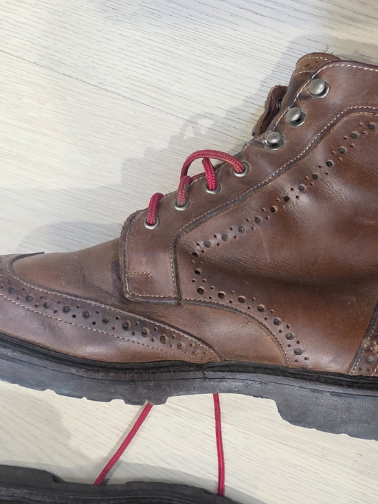 Allen Edmonds Brown Leather Wingtip Combat Boots Vibram Sole Men\'s 10.5 D main image 6